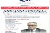 Avellino – Incontro “Giovanni Acocella: un uomo di scienze al servizio delle Istituzioni”