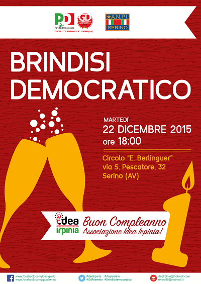 Locandina Brindis Democratico 2015 - #GdPdSerino #ideairpinia