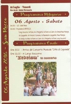 programma sabato 6 agosto 2016