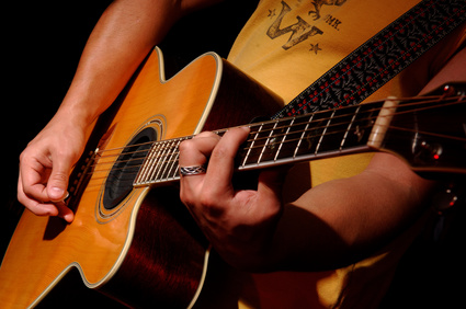 acoustic guitar performance by music band