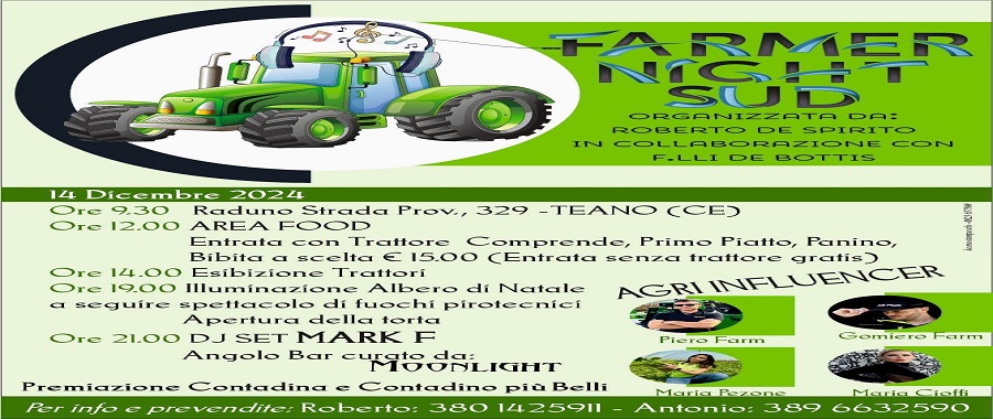 locandina farmer night sud 14 dicembre 2024
