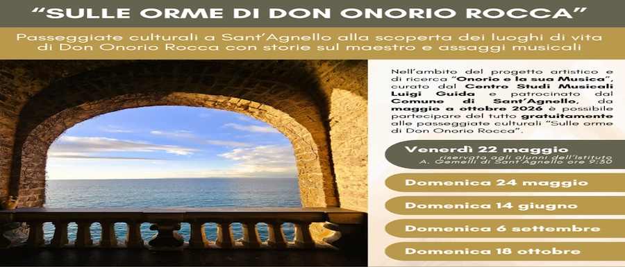 Locandina Passeggiate Sulle orme di Don Onorio Rocca - Sant'Agnello