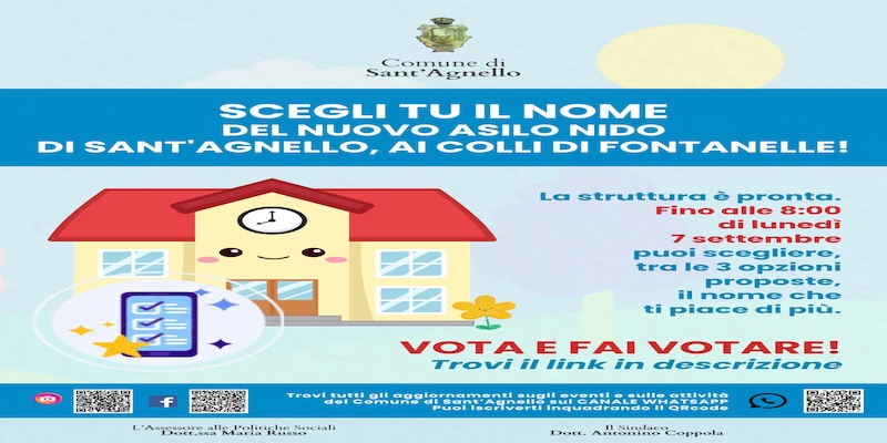 Locandina sondaggio nome nuovo asilo nido Colli di Fontanelle Sant'Agnello